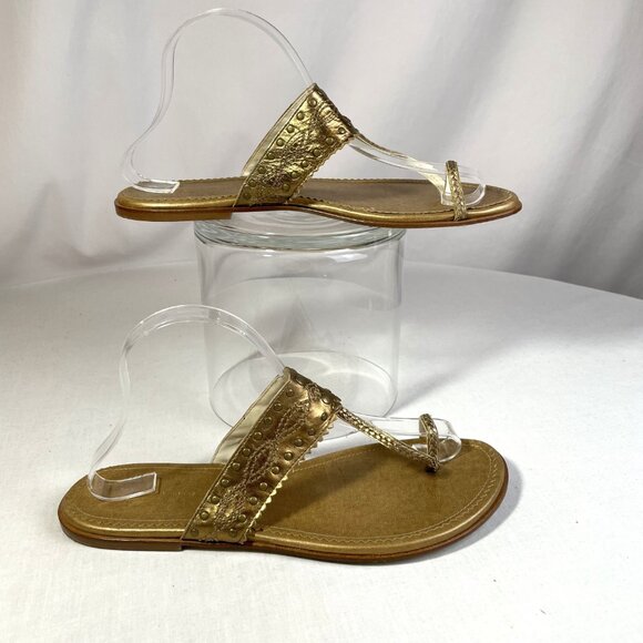 Banana Republic Western Flats Size 10 Bronze Thong Toe Ring Sandals Vintage 90s - Picture 4 of 12